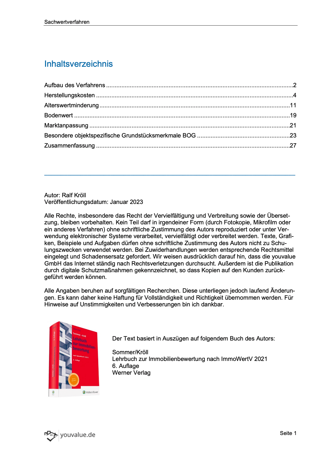 Sachwertverfahren - Youvalue