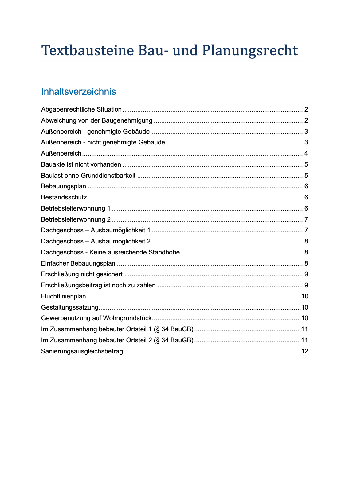Textbausteine Bau- und Planungsrecht - Youvalue